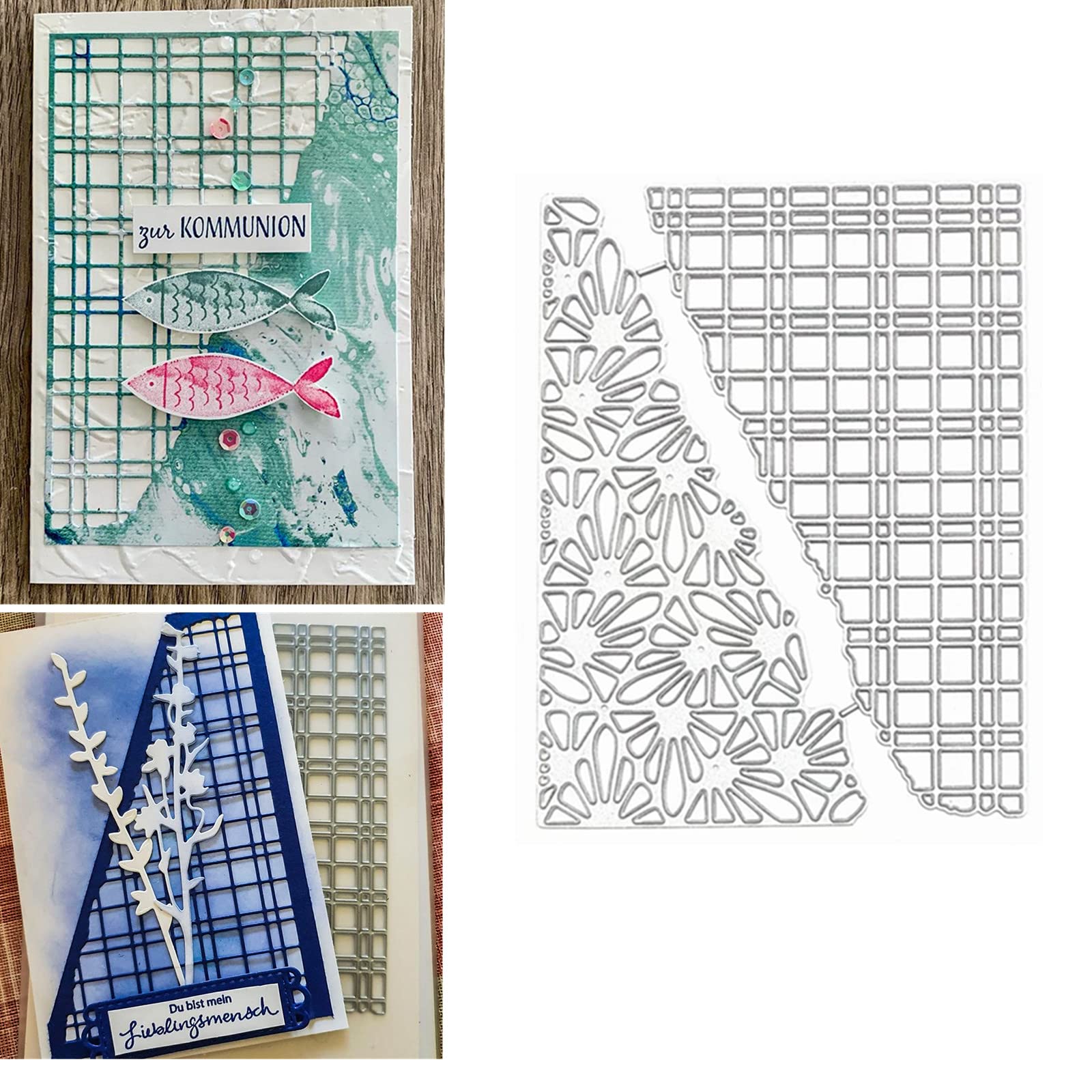 Flower Lace Grid Frame Metal Die Cuts, Split Card Textures Border Background Cutting Dies Cut Stencils for DIY Scrapbooking Photo Decorative Embossing Paper Dies for Scrapbooking Card Making