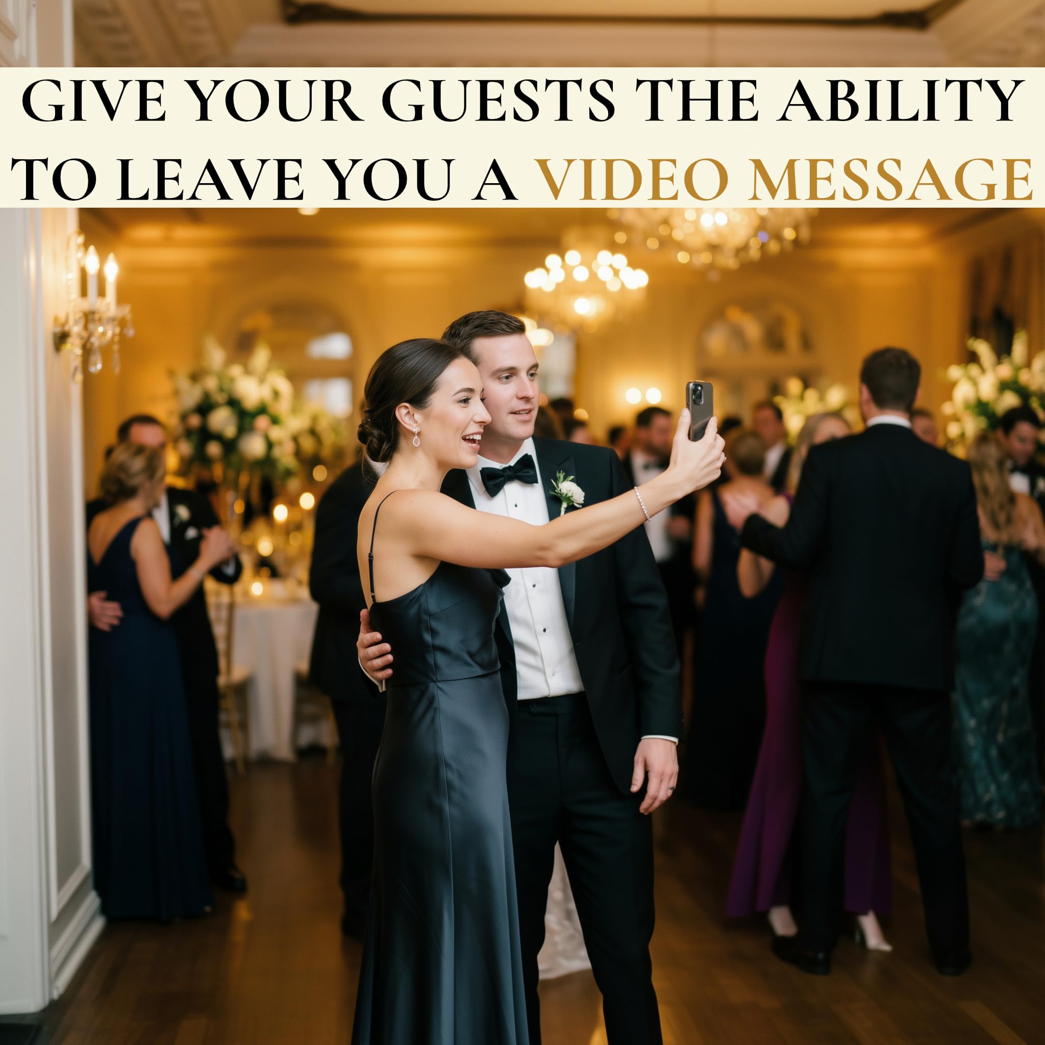 Livre d'or vidéo pour mariage avec code QR – Alternative au livre d'or de mariage, les invités enregistrent des messages vidéo sur leur téléphone, sans application – Film édité en 24 heures – Kit avec