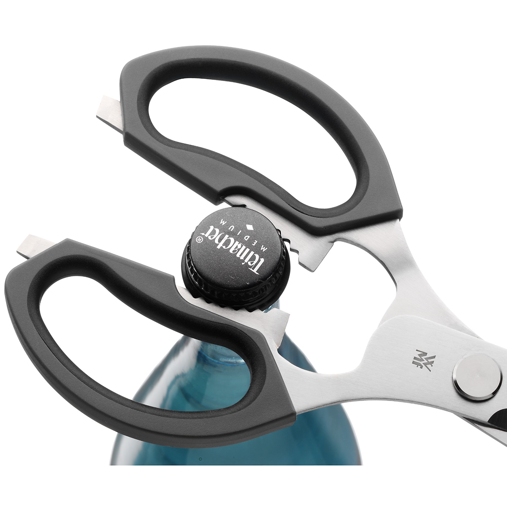 WMF Accesorios Tijeras Multiusos, Acero Inoxidable, Gris Oscuro, 23,5 Cm + Gourmet Pelador Con Hoja De Sierra, Plástico, Rojo