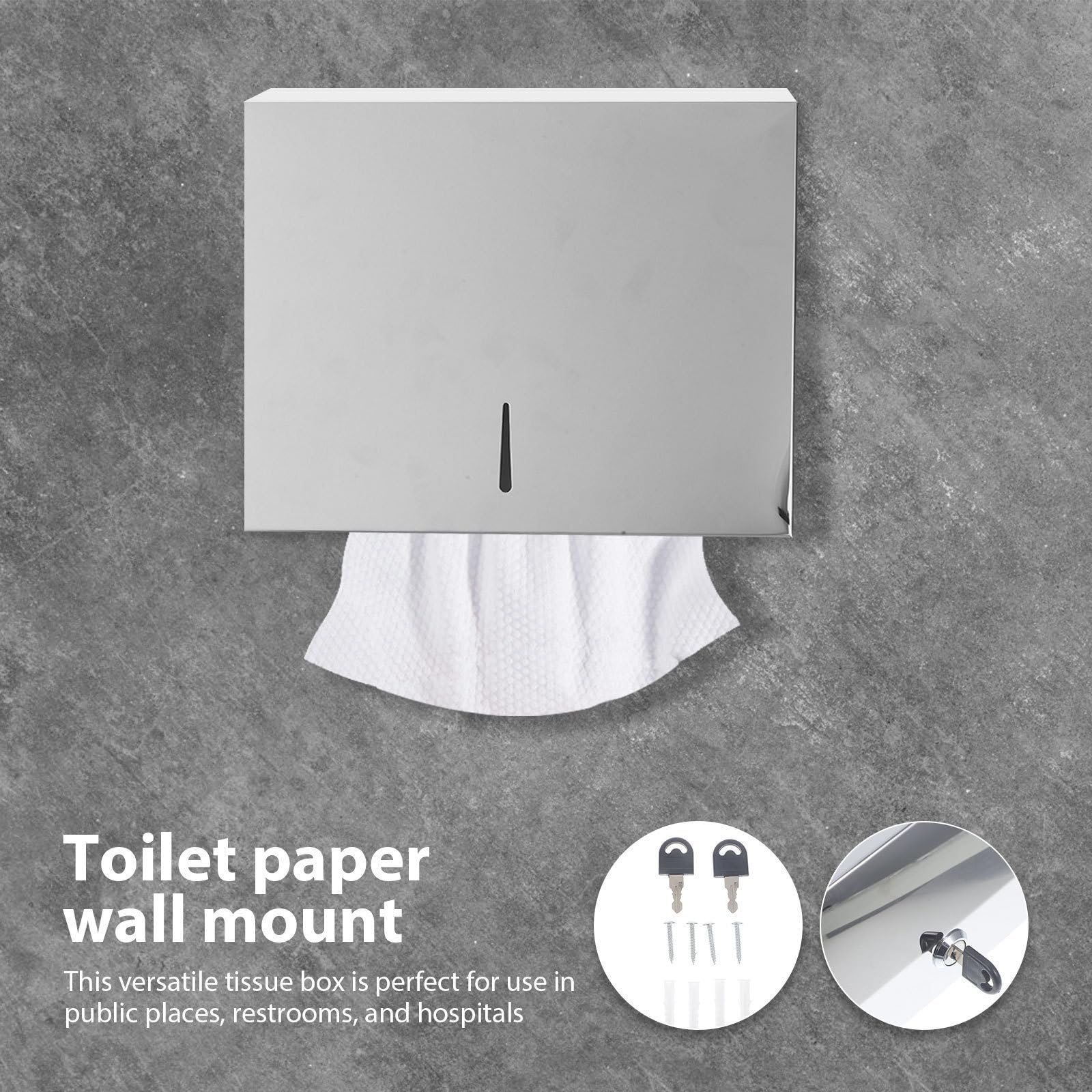 Dispensador y Resistente al Agua de Acero Inoxidable de Toallas de Papel Diseño Confiable y Elegante Montaje en Pared para Baño y Hospitales