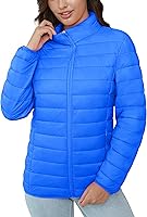 Vista 7 de MAGCOMSEN Chaqueta acolchada ligera para mujer, con 4 bolsillos, con cremallera, cuello alto, forro polar de invierno