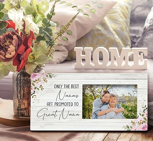 Miniatura 2 de SRADMO Only The Best Nanas Get Promoted to Great Nanas Marco de fotos de 12 x 6 pulgadas, marco de fotos de madera de mesa de 12 x 6 pulgadas,