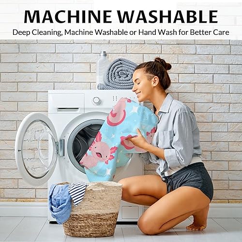 Miniatura 5 de Axolotl - Mantas para mujeres y niñas, 40 x 50 pulgadas, bonita manta de ajolote para regalo, felpa suave y mullida azul para sofá, sofá