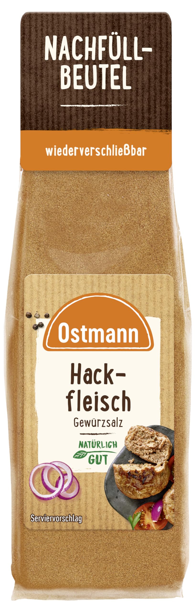 Ostmann Gewürze - Hackfleisch Würzer | Gewürzsalz für Frikadellen, Cevapcici und andere Hackfleisch-Gerichte | Zum Nachfüllen der Streudose | Wiederverschließbare Verpackung | 80 g im Beutel
