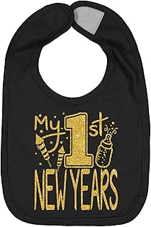 Aiden's Corner Handmade Cute Holiday Baby New Year Bibs - Boy Girl Gold Flake My First New Years Bib