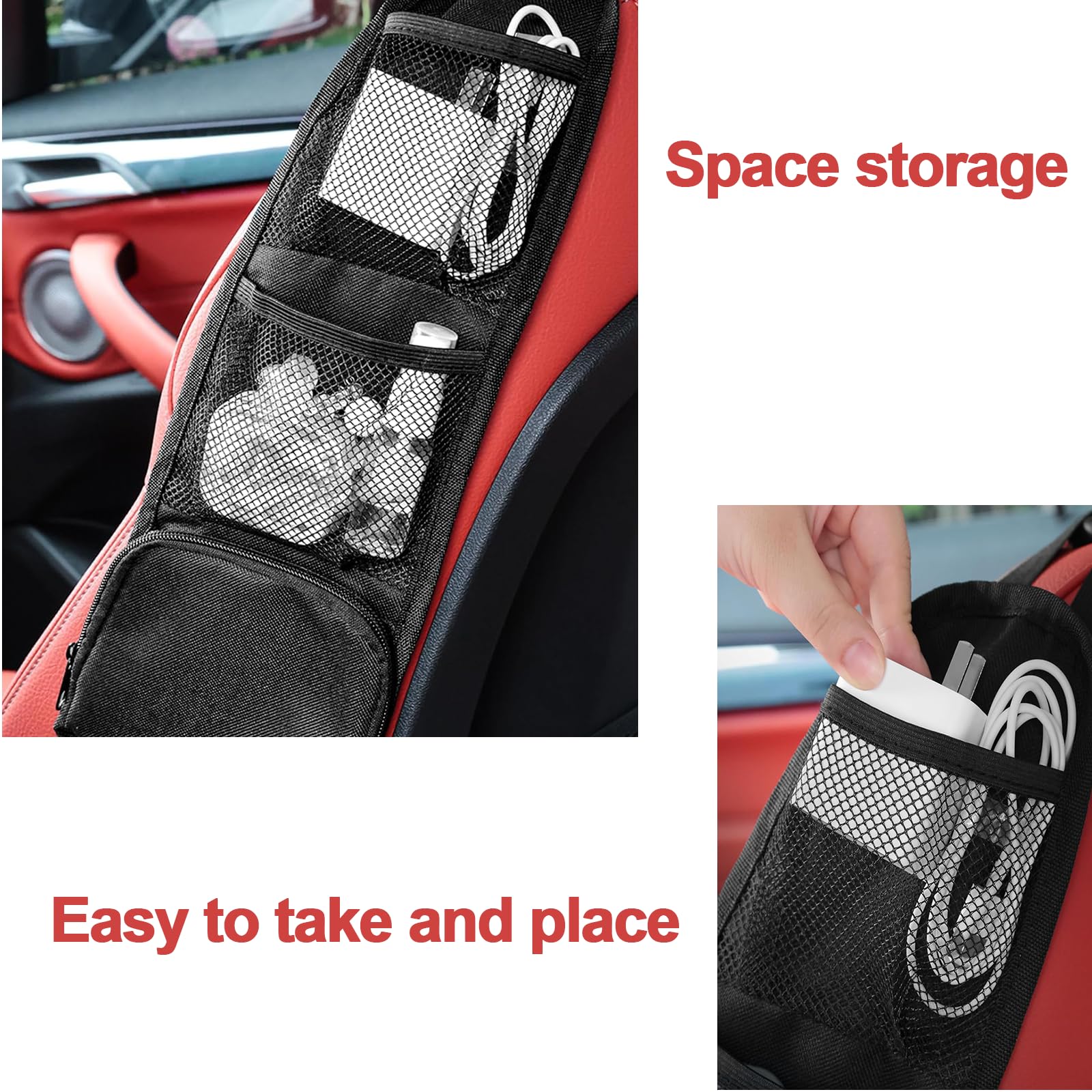 Autostoel-zijorganizer, 2 stuks, auto-organizer voor kinderen met 3 grote opbergcapaciteit, auto-accessoires, interieur, achterbank, organizer Autostoel-zijorganizer, 2 stuks, auto-organizer voor kinderen met 3 grote opbergcapaciteit, auto-accessoires, interieur, achterbank, organizer