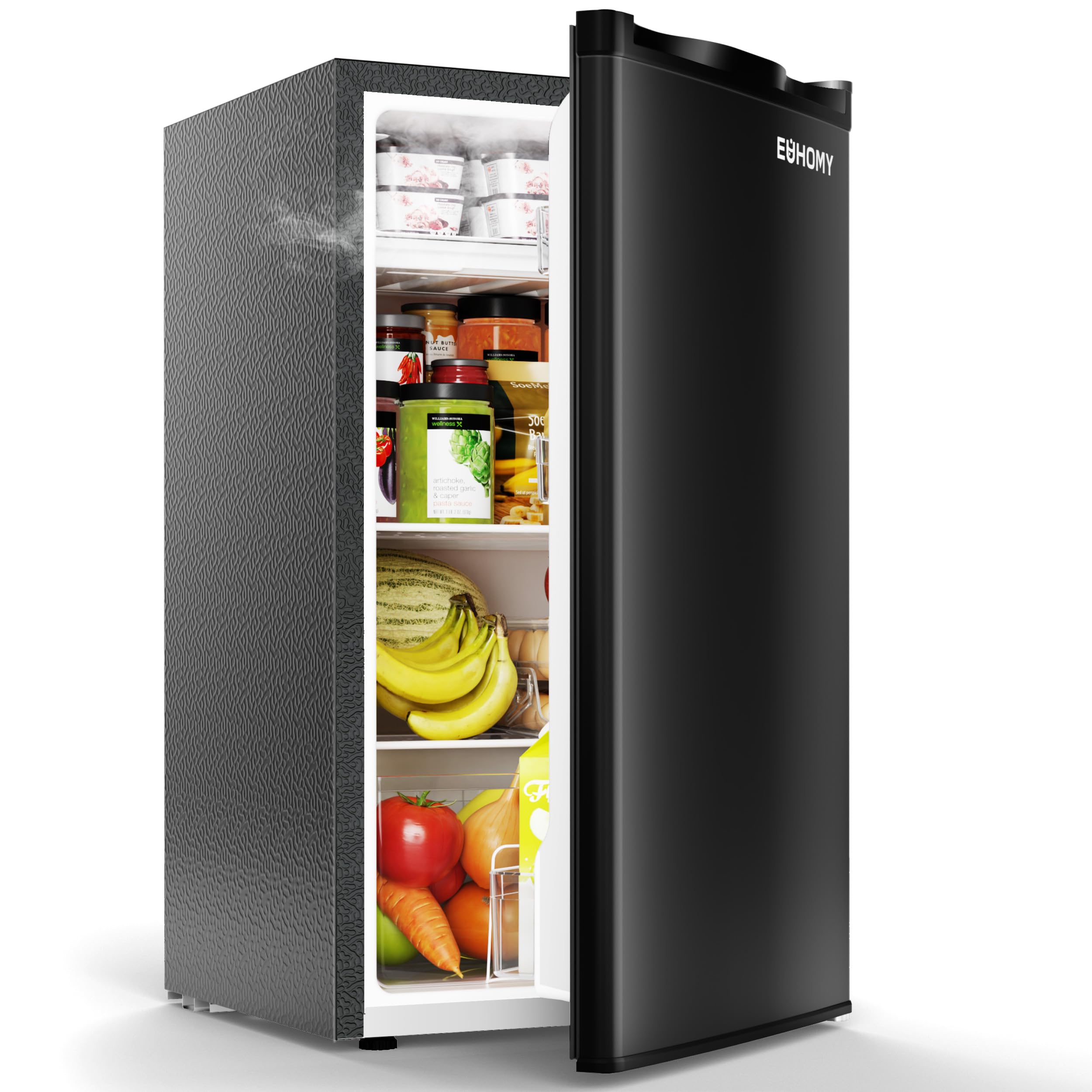 EUHOMY 93L Under Counter Fridge, Small Fridge Freezer with 7-Stage Thermostat, 38dB Ultra-Quiet Undercounter Mini Fridge, 82L Refrigerators & 8L Freezer for Dorm/Office/Bedroom, Black [Energy Class E] — view 7