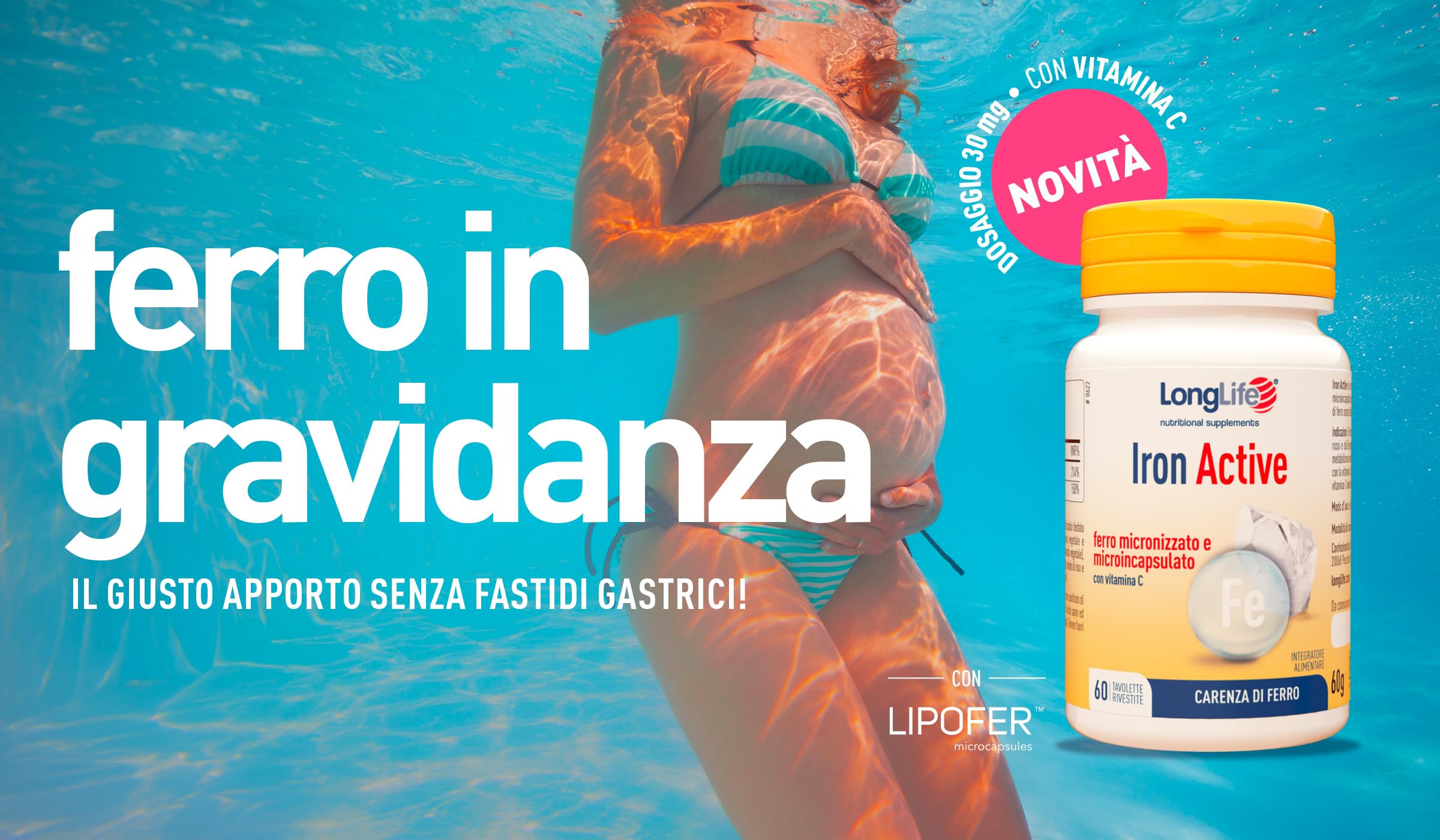 LongLife® Iron Active | Ferro Micronizzato e Microincapsulato | con Vitamina C | Tollerabilità gastrica | Ricarica e riduzione stanchezza | 2 mesi di trattamento | Vegano e senza glutine