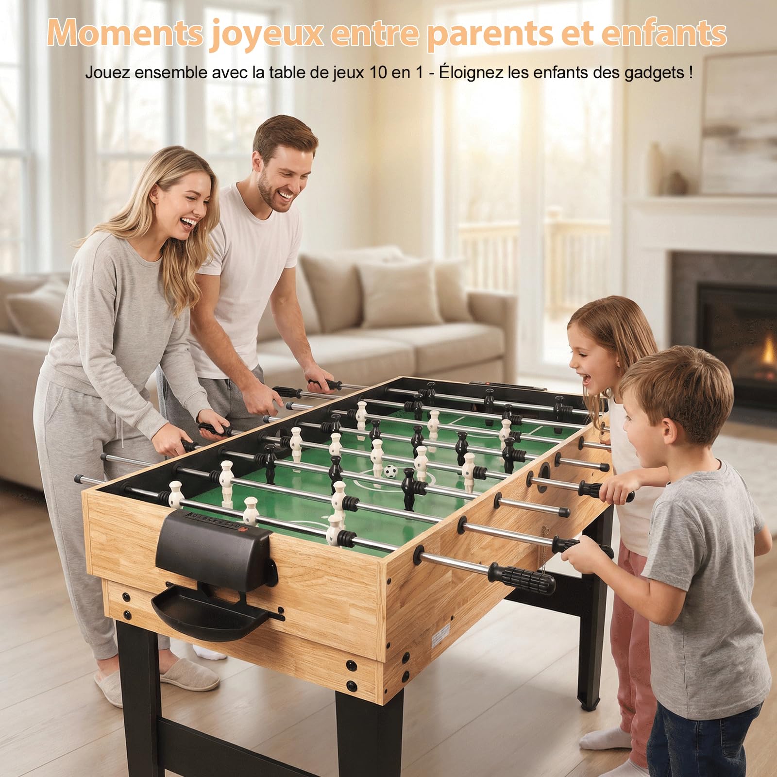 10 en 1 Table de Jeux Multifonction, Baby-Foot, Billard, ping Pong, Hockey sur Table, Accessoires complets. Convient aux Enfants, familles et salles de Jeux