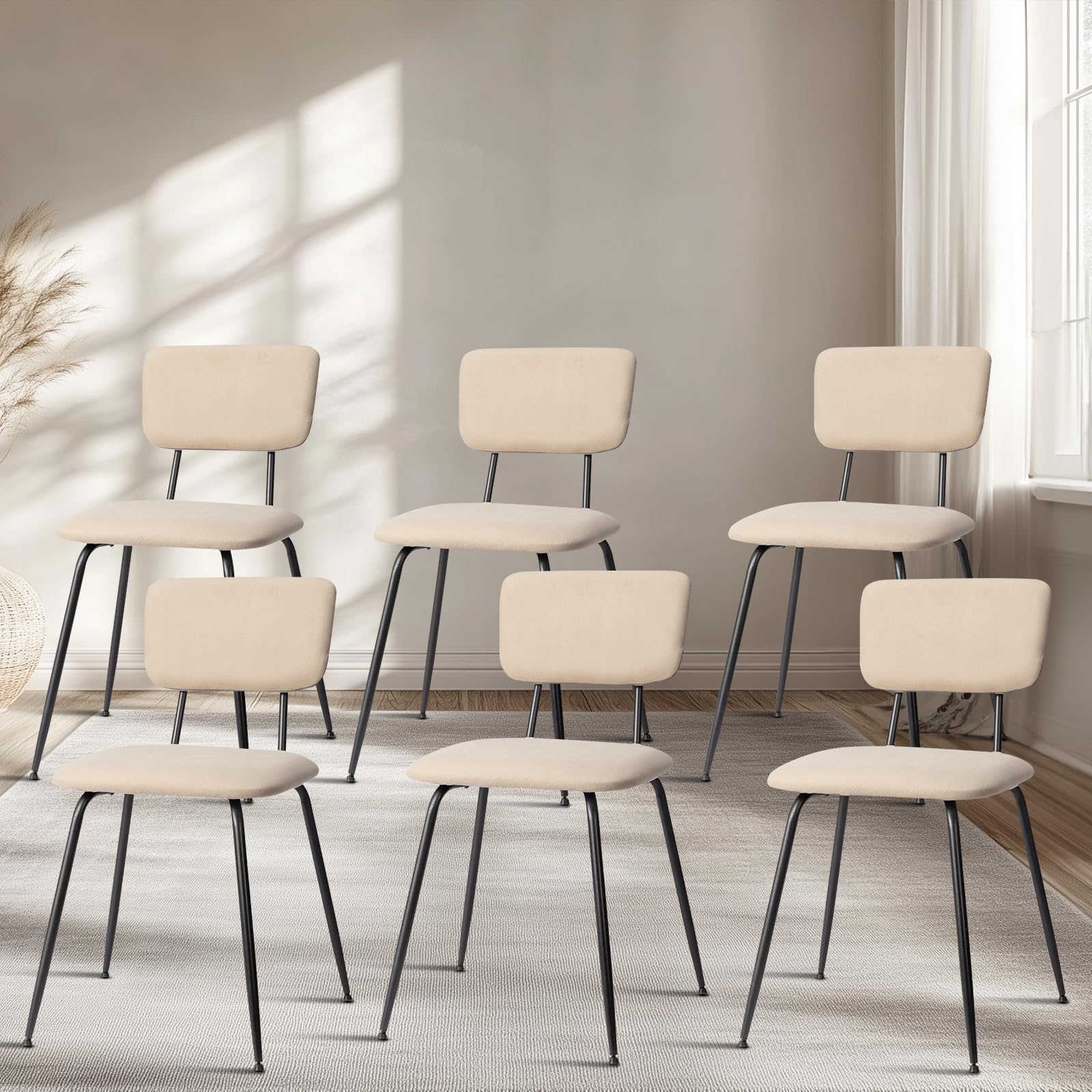 VINGLI Comfortable Upholstered Dining Chairs,Small Low Back Kitchen Chairs with Faux Leather Cushion Seat,Modern Mid Century Dining Table Chairs Suit