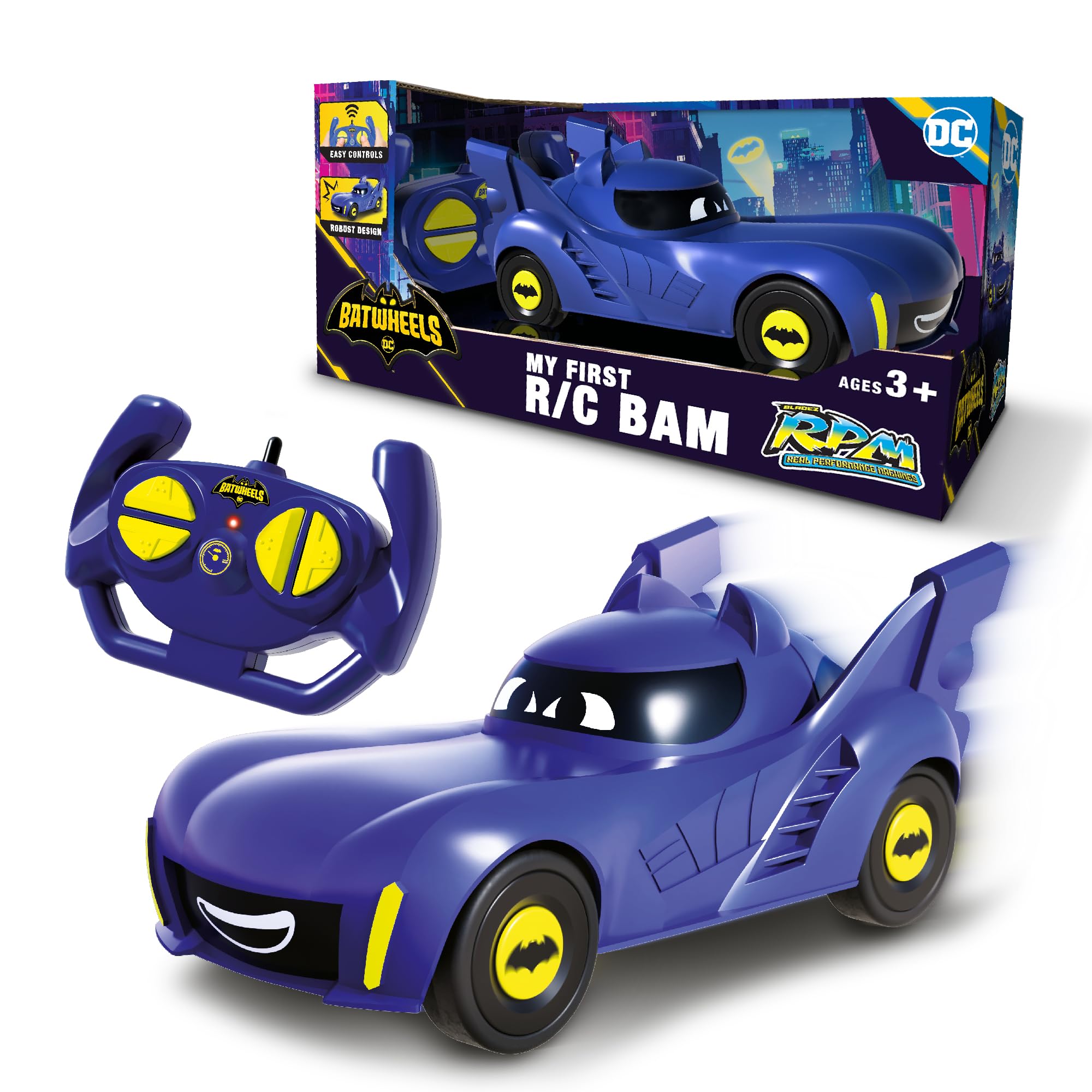 BLADEZ Batwheels My 1st RC BAM, DC Comics, My First Radio Control Car, Preschool Toy, Licensed Toy Toyz