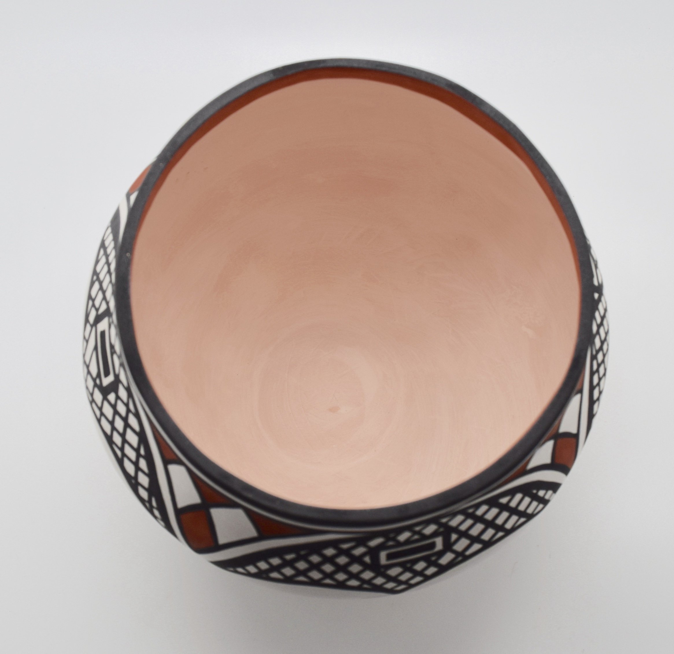 アコマ族◇A. Concho作 ココペリ模様 ハンドメイド陶器 赤土ボウル アコマ族◇A. Concho作 ココペリ模様 ハンドメイド陶器 赤土ボウル