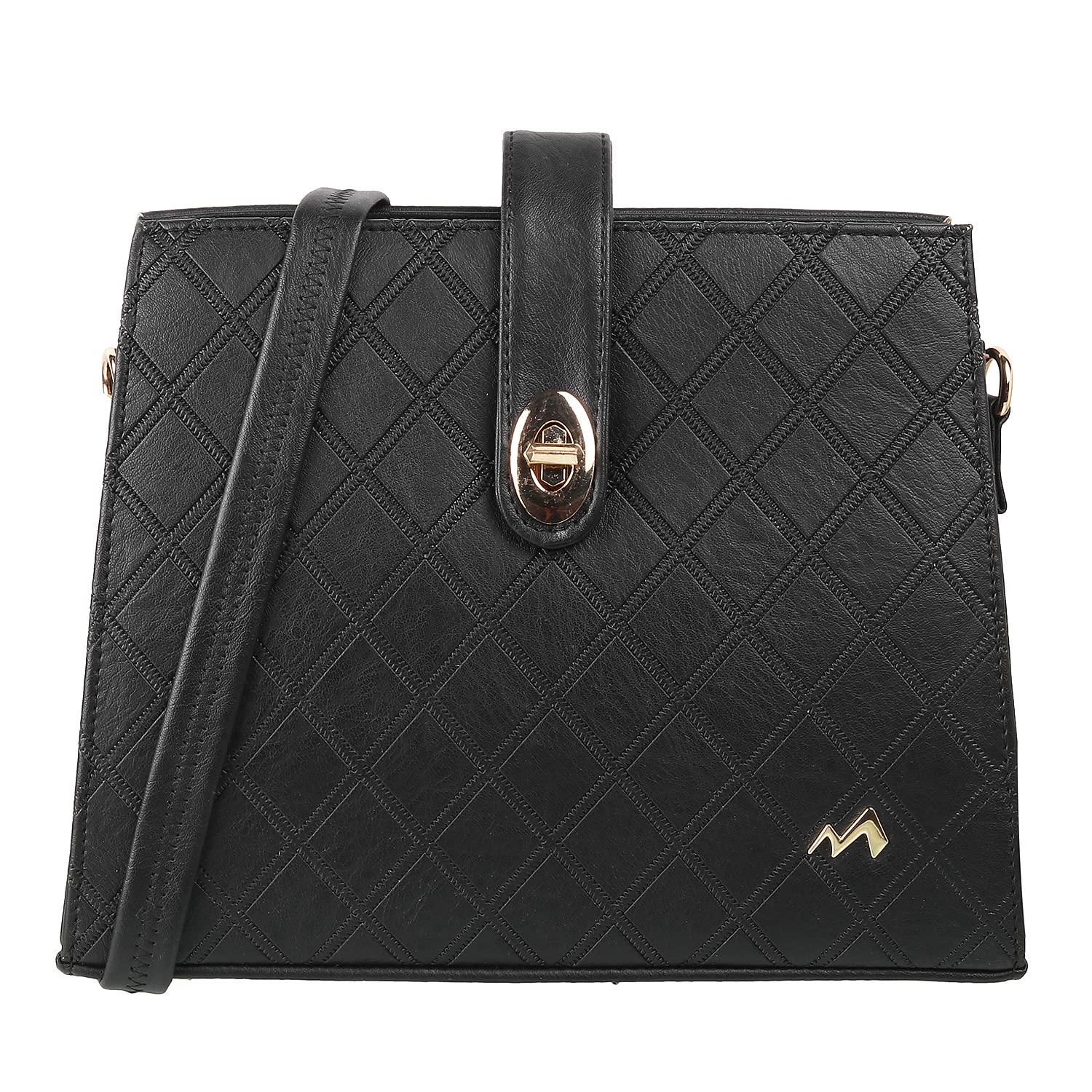 Metro Black Faux Leather Premium Zipper Casual Sling Bag For Women (66-7208) (B09W1B119D) Amazon Price History, Amazon Price Tracker
