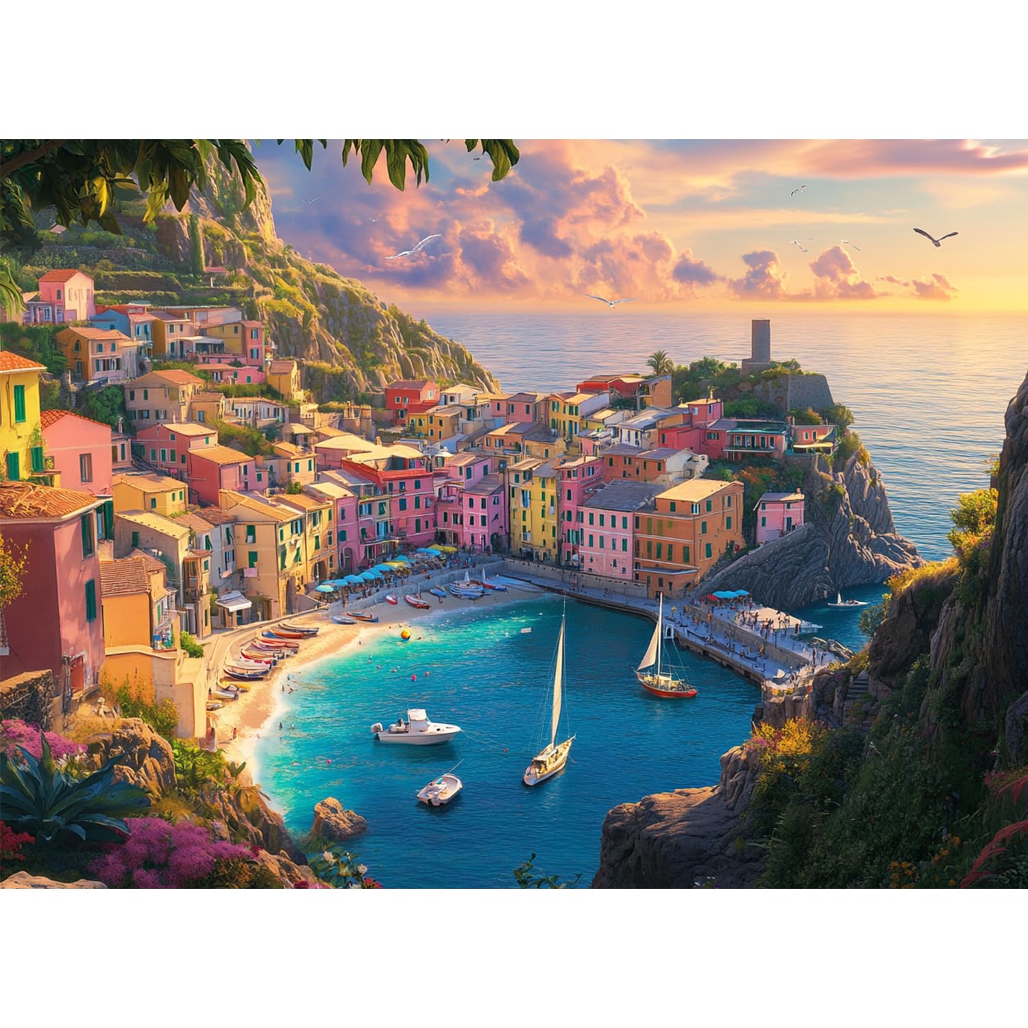 Yunlus Jigsaw Puzzles for Adults 1000 Pieces Impossible Hard Difficult Challenging Puzzles for Adults Coastal Serenity Harbo Jigsaw Puzzle 1000 Pieces Nature 1000pc Puzzle 28 x 20 inch