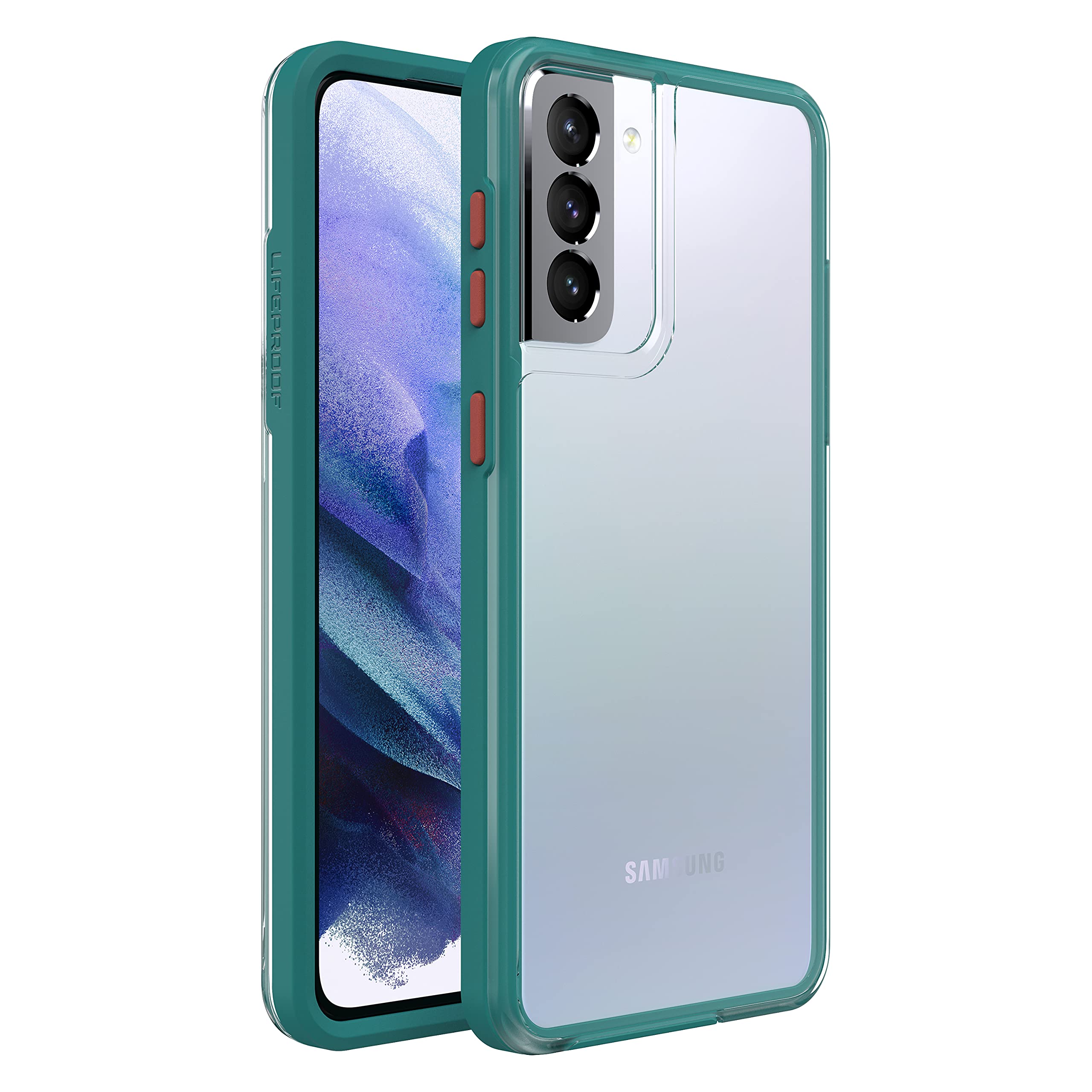 LifeProof SEE Case for Samsung Galaxy S21+ 5G, Shockproof, Drop proof to 2 Meters, Ultra-Slim, Protective Thin Clear Case, Sustainably Made, Clear/Green