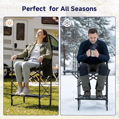 Miniatura 7 de Slsy Silla de campamento con calefacción más alta, silla de campamento portátil con 3 niveles de calor, silla de director con calefacción resistente