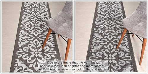 Miniatura 7 de Alfombra Mahal moderna antideslizante de longitud personalizada, para entrada, pasillo, cocina, lavandería, 26 pulgadas x 7 pies, color gris