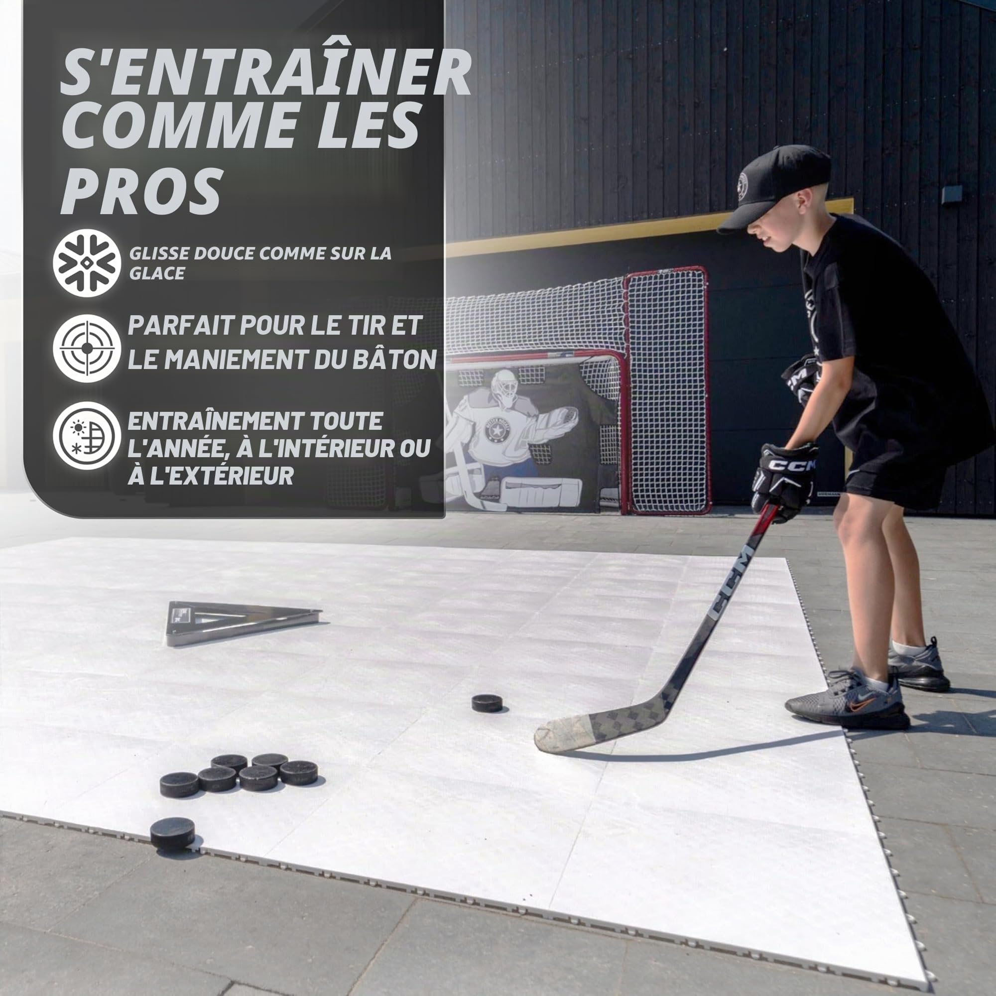 Better Hockey Extreme Dryland Dalles de sol – Panneaux de glace synthétiques pour hockey, aide à l'entraînement de qualité professionnelle pour le tir, les passes et la manipulation de bâtons