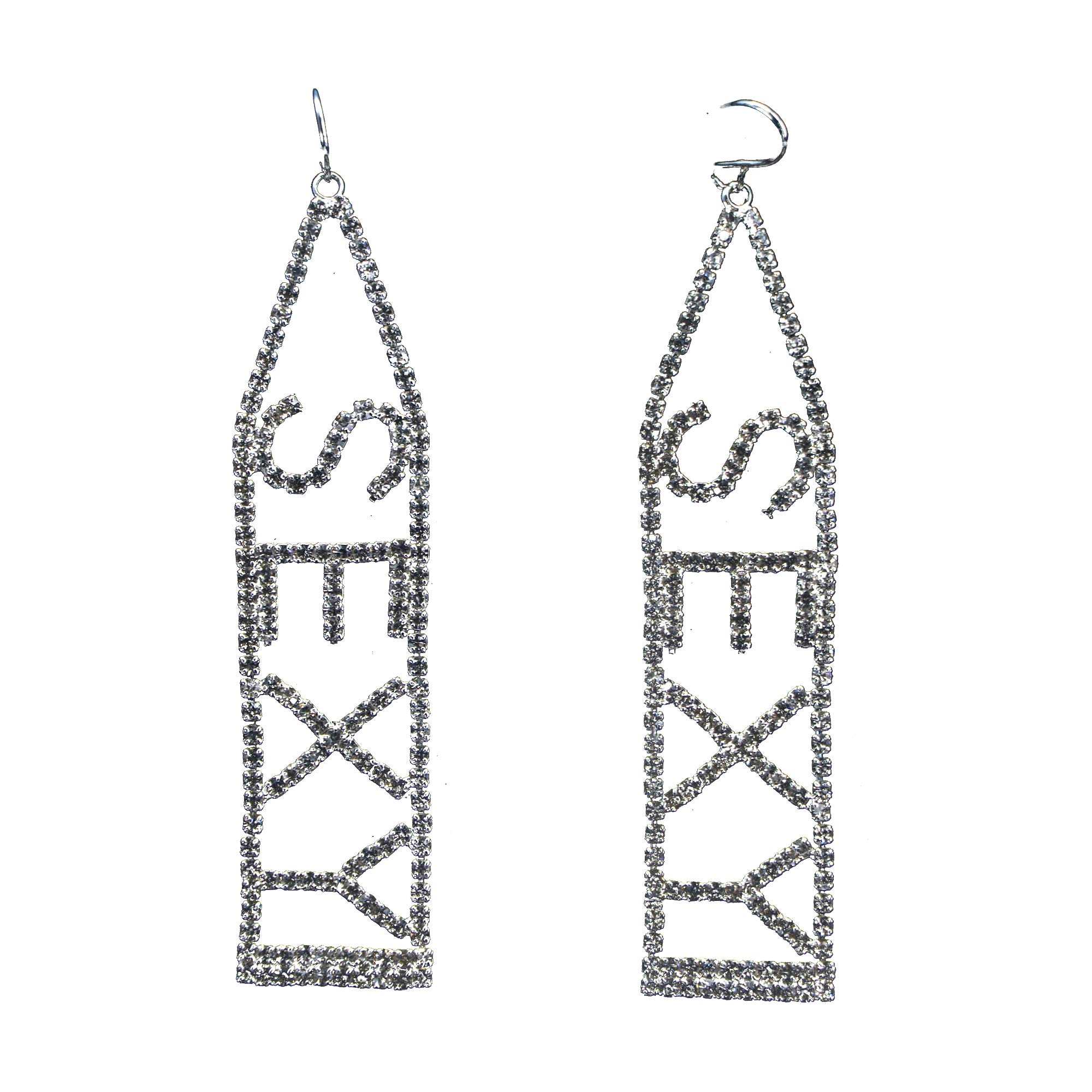 ArsimusSEXY word Silver Rhinestone Earring Dangle