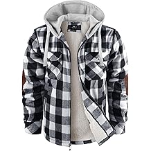 Mens Flannel Plaid Jacket Long Sleeve Fleece Sherpa Lined Winter Jacket Warm Coat