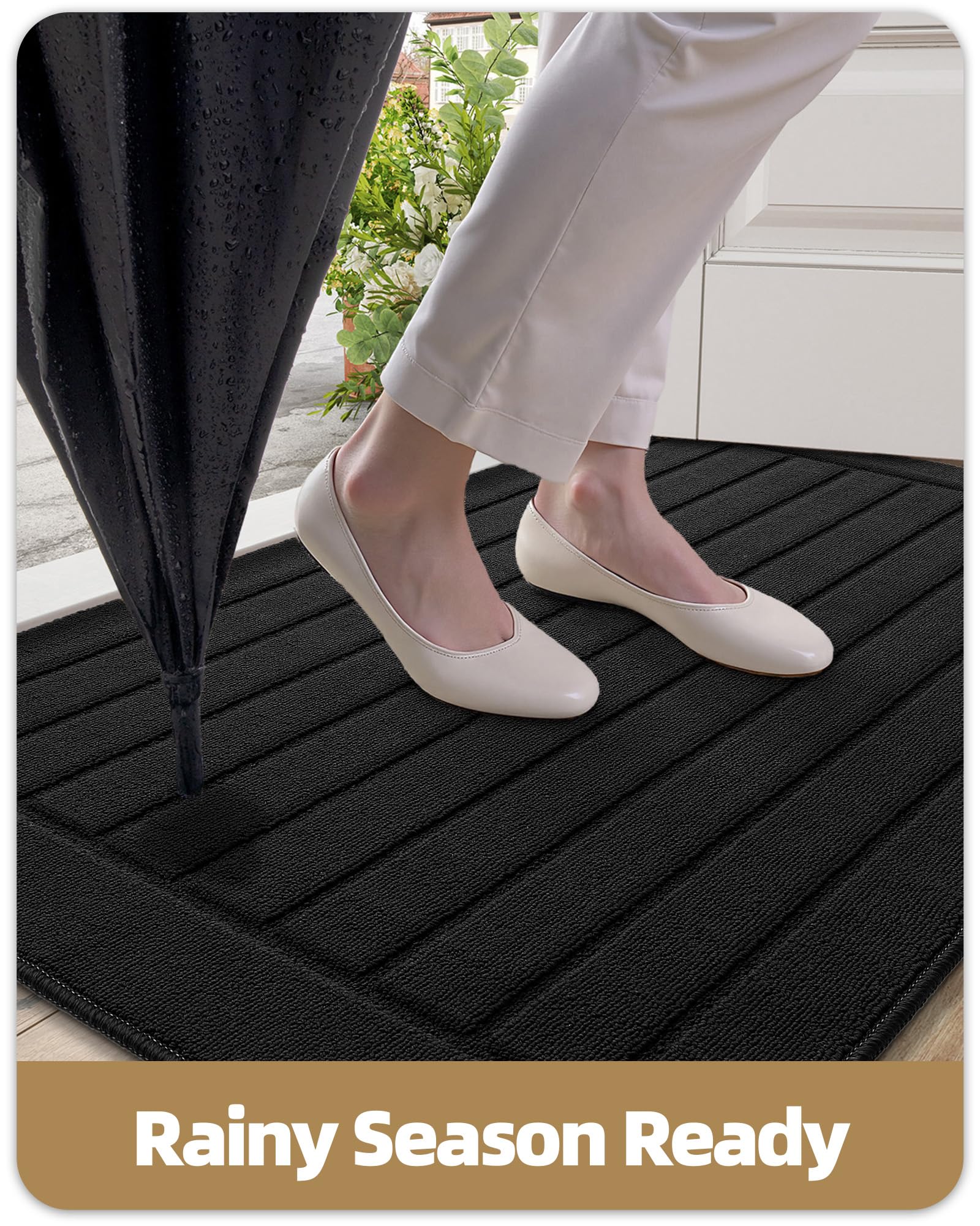 COLOR&GEOMETRY Zerbino Ingresso Interno 50x120cm, Tappeto Ingresso Interno Assorbente, Tappeto Entrata Interno Antiscivolo, Zerbino Ingresso Casa Lavabile Per Interni, Nero (Arrotolato SENZA Pieghe)