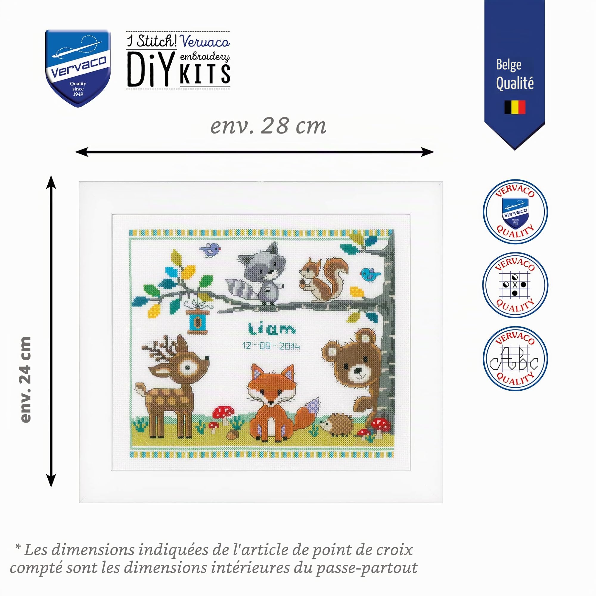 Vervaco Point De Croix Compté Kit Tableau Complet Set ANIMAUX DE LA FORÊT De Broderie Loisir Créatif Maison Decoration Cadeau DIY ca. 28 x 24 cm Counted Cross Stitch Embroidery