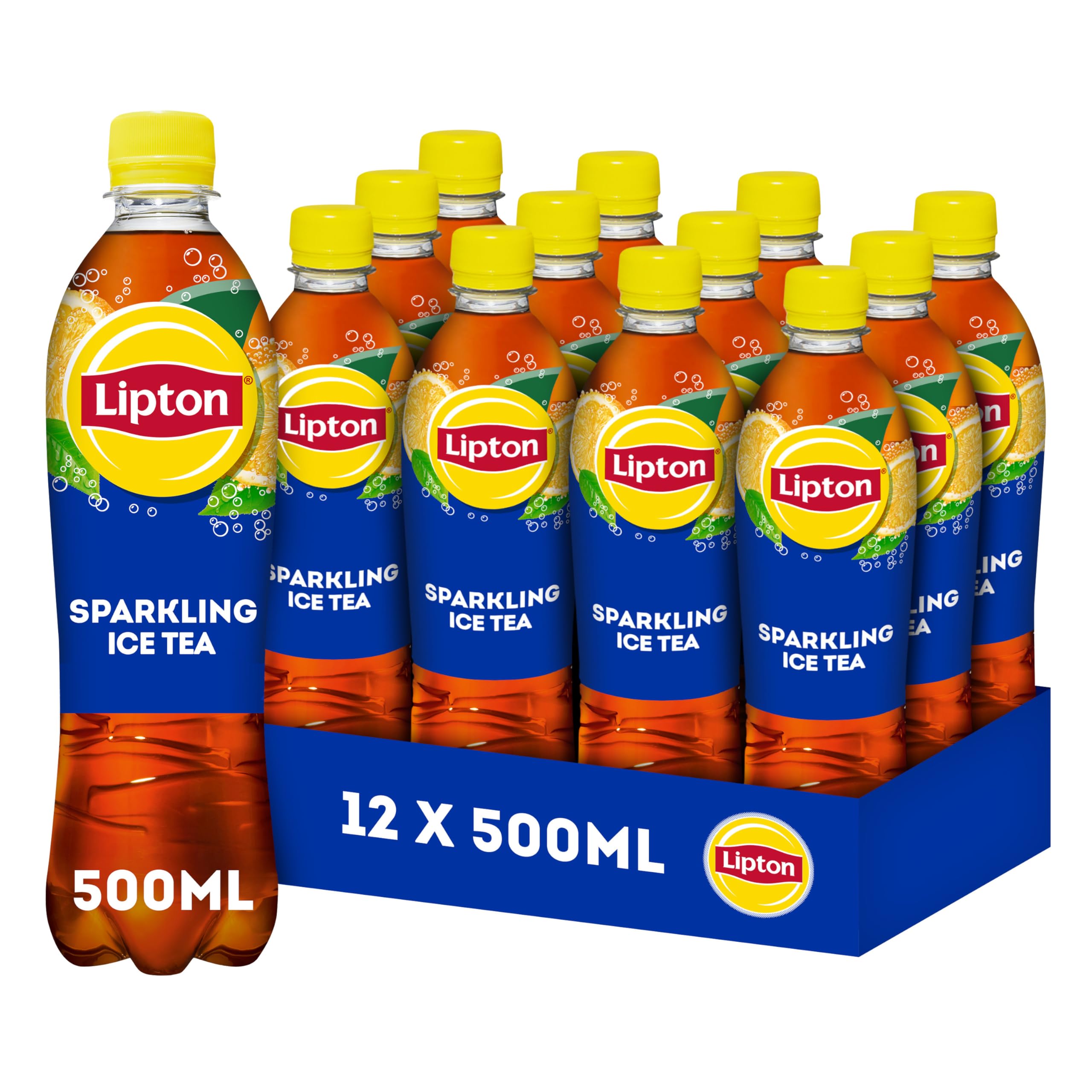 Lipton Original Ice Tea Sparkling een heerlijk verfrissende ijsthee - 12 x 500 ml - Voordeelverpakking