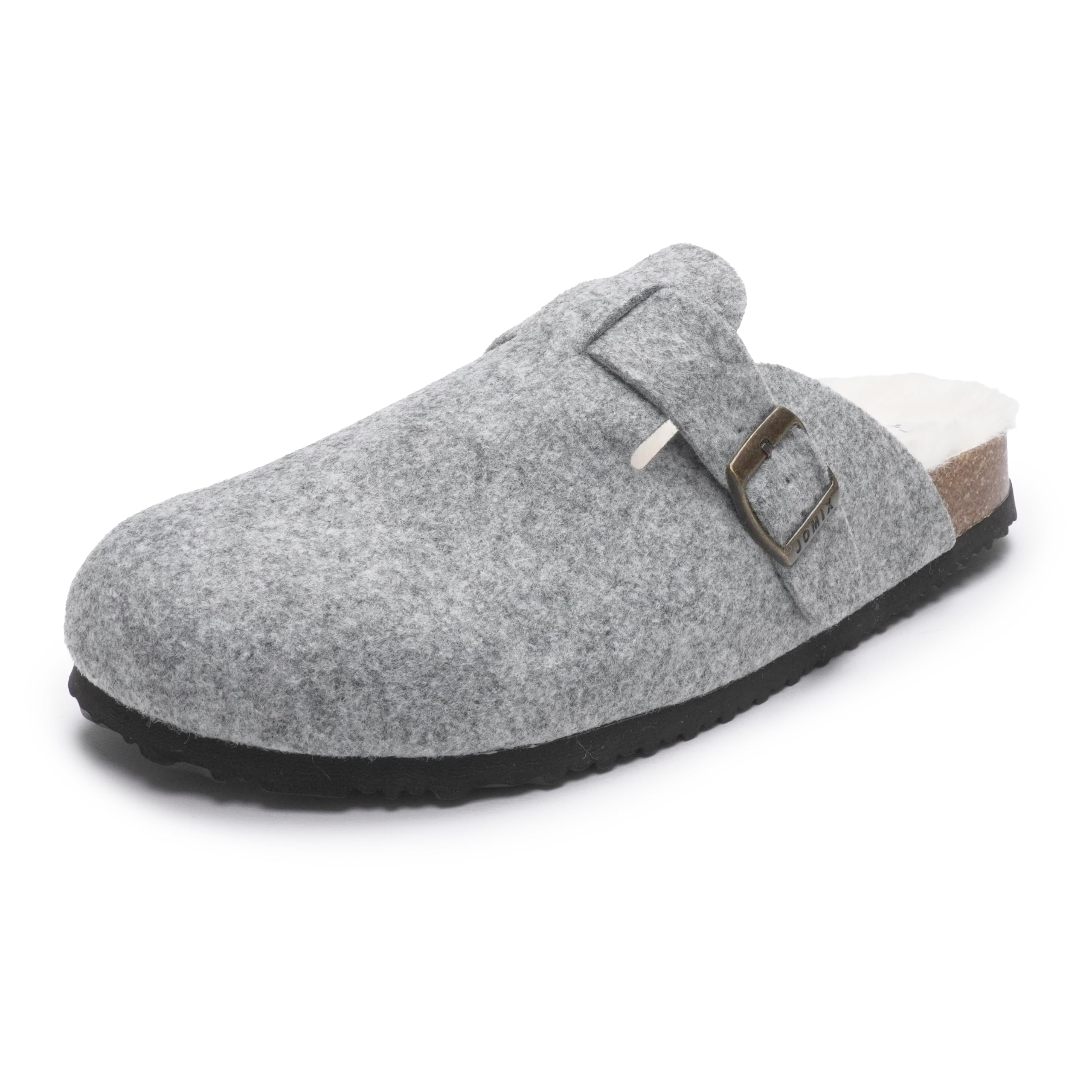 JOMIX Zapatillas de fieltro cerradas de invierno para hombre, con hebilla plantar efecto corcho, cómodas para casa y para todos los días