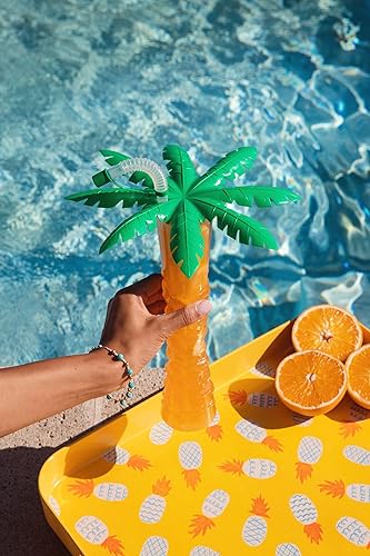 Miniatura 7 de Sweet World USA Taza de palmera para patio 17 onzas caja de 54 taza transparente con tapa de palma y popote rosa