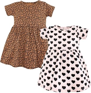 Luvable Friends Hudson Baby Sleeveless Dresses 2-Pack - 100% Cotton Ultra-Soft Playwear for Everyday Comfort