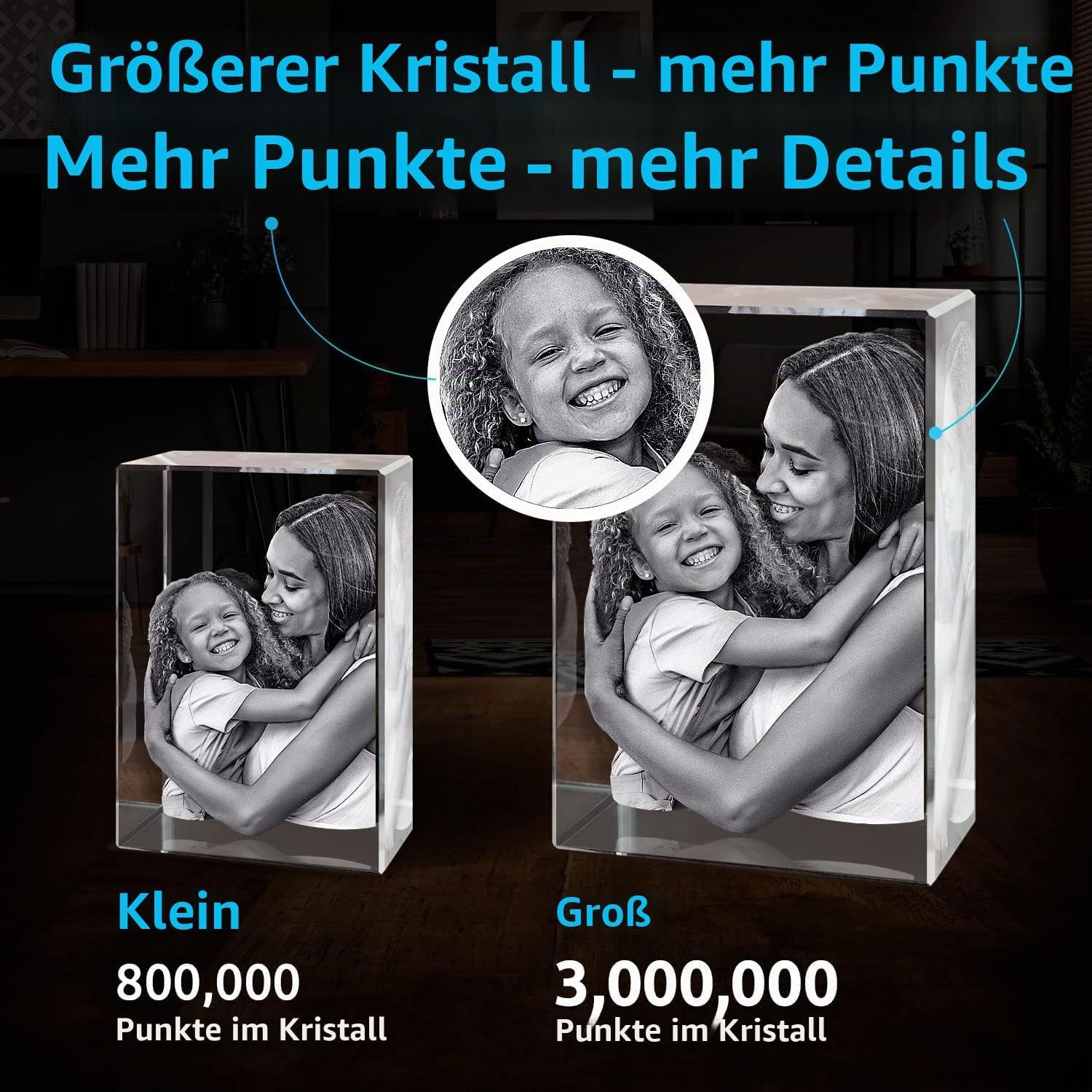 ArtPix 3D Kristall Foto - Personalisiertes Geschenk für Frauen, Ehefrau, Sie, Ihn, Männer, Ehemann, Oma - Individuelles Glasgeschenk mit eigenem Foto - 3D Lasergravur - Hochzeit