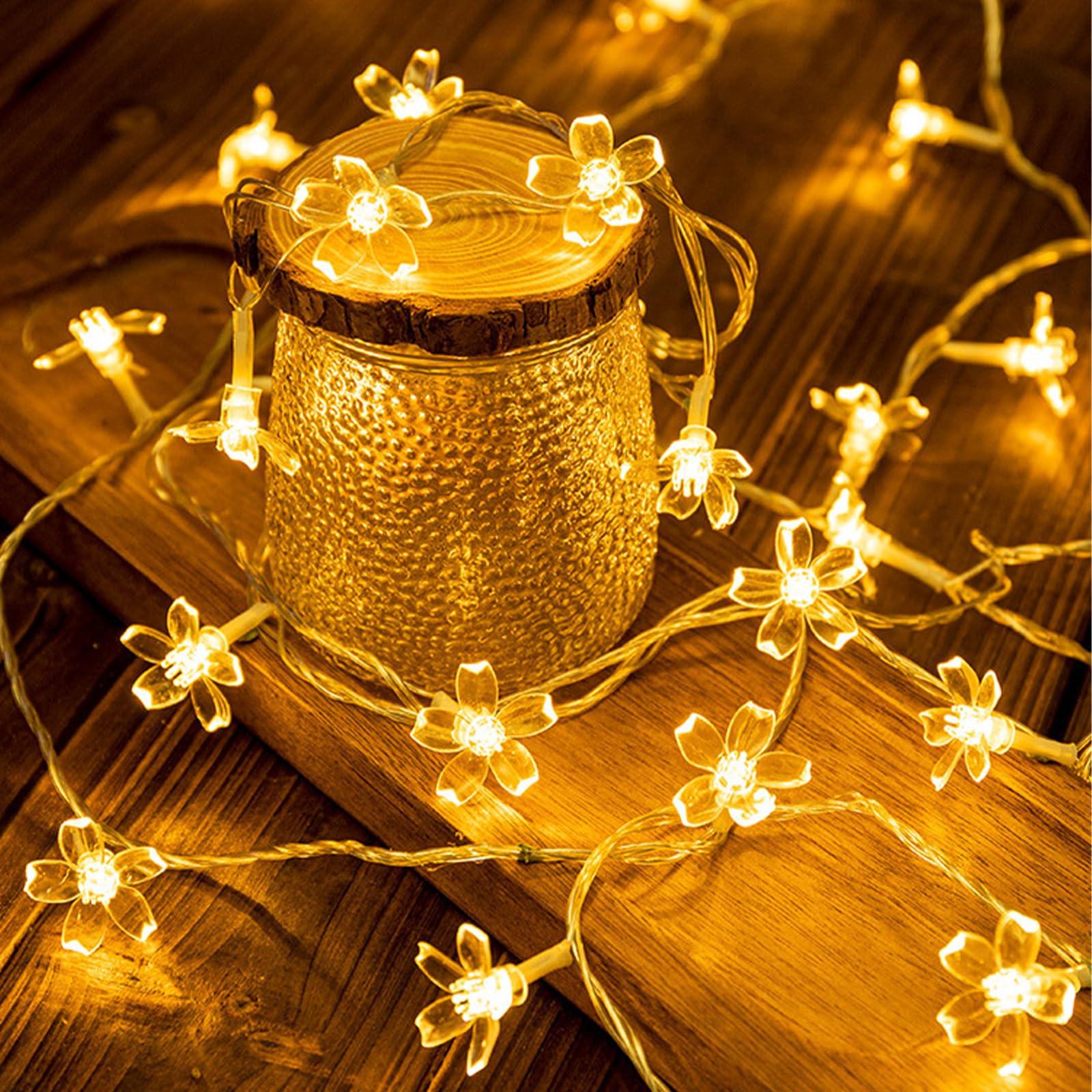 Catena Luminosa a LED Con Fiori Di Ciliegio,2 Metri, 20 Led,Batteria