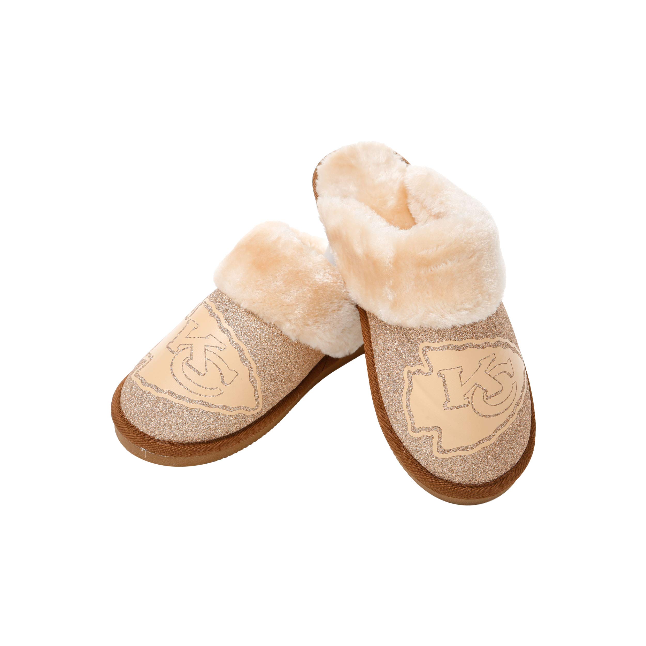 FOCO Womens NFL Team Logo Glitter Open Back Moccasin
