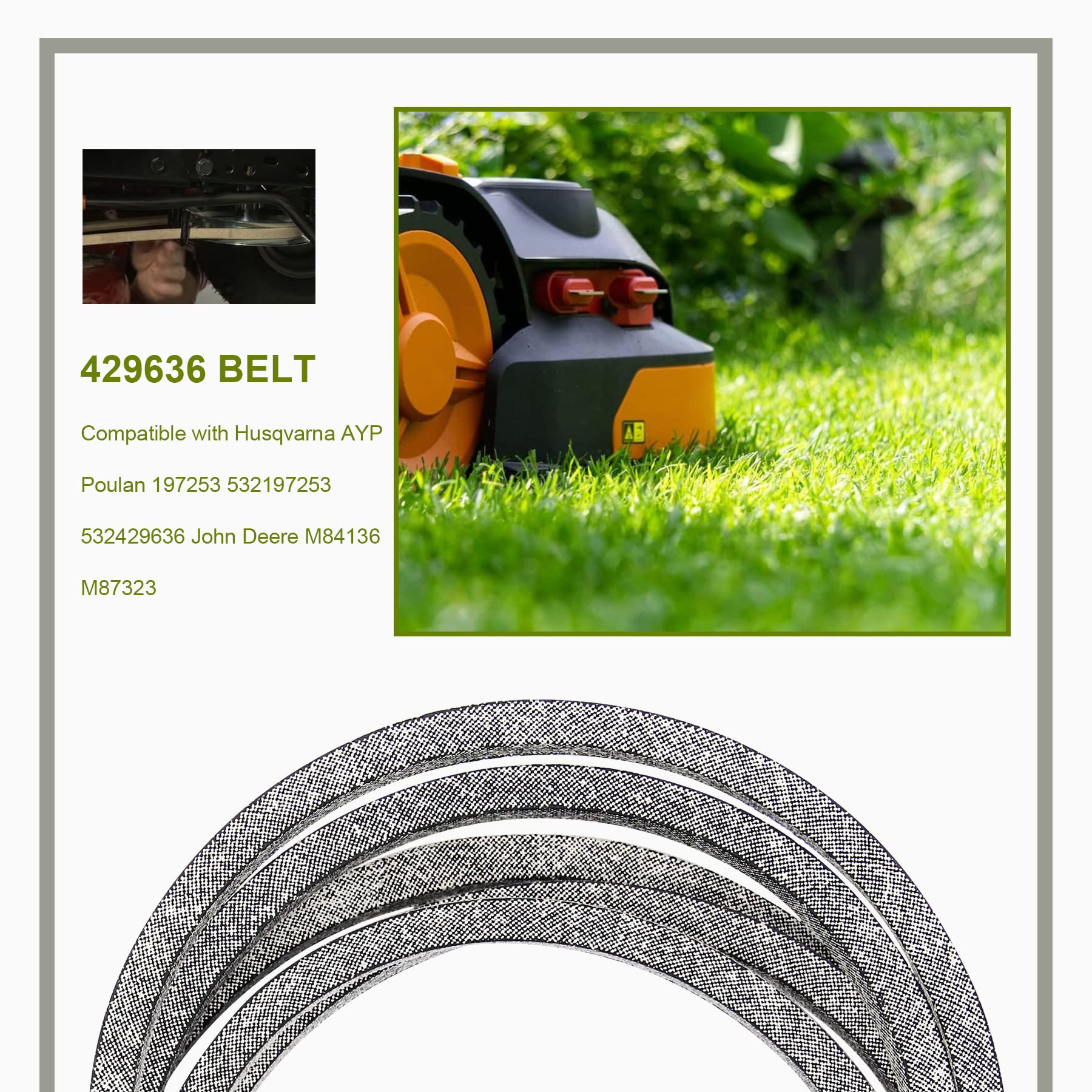 Amazon.com : Honoyam 2 Pack 429636 197253 Mower Deck Belt 42 