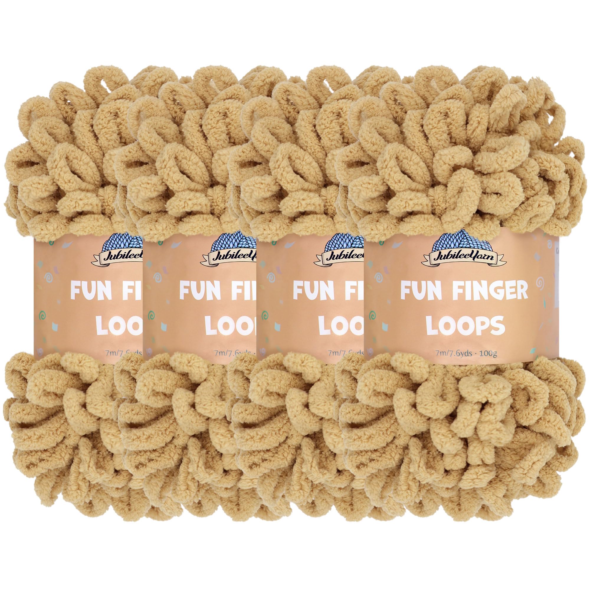 JubileeYarn Fun Finger Loops Yarn - Polyester Jumbo Weight Loop Yarn - 100g/Skein - Lark - 4 Skeins — image 1