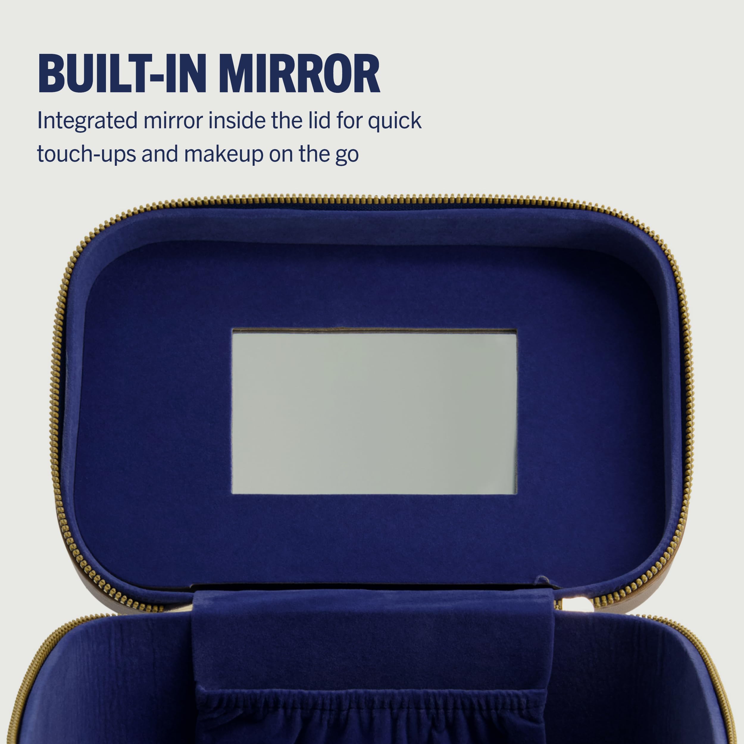 True Religion Beauty case da donna, grande organizer da viaggio con specchio, denim