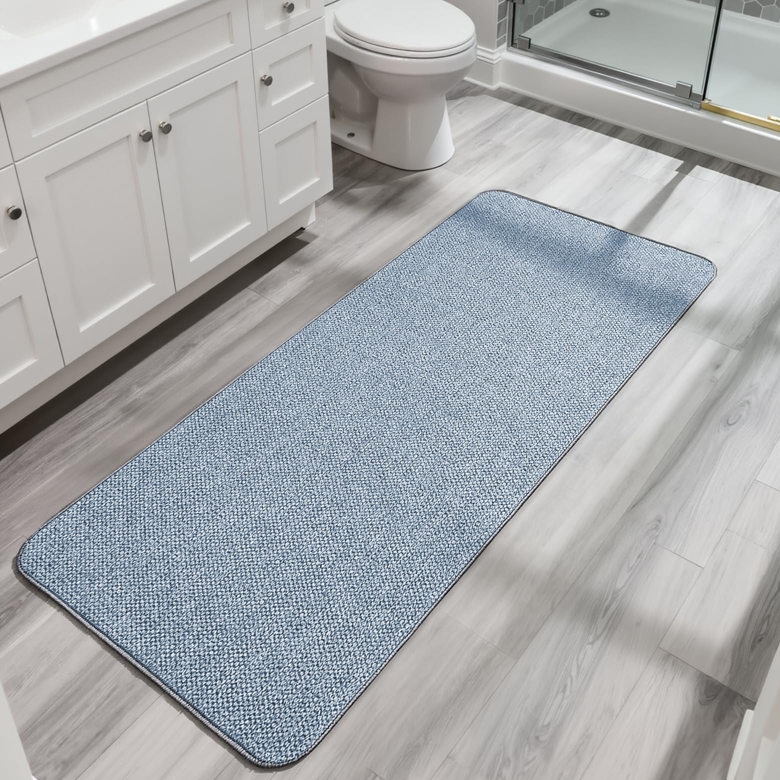 Bosap Bath Mat,Ultra Thin Bathroom Runner Rugs,Large Bath Mats for Bathroom,Quick Dry,Non-Slip,Machine Washable,Low Pile,Bath Rug,Shower Outside,Sink,