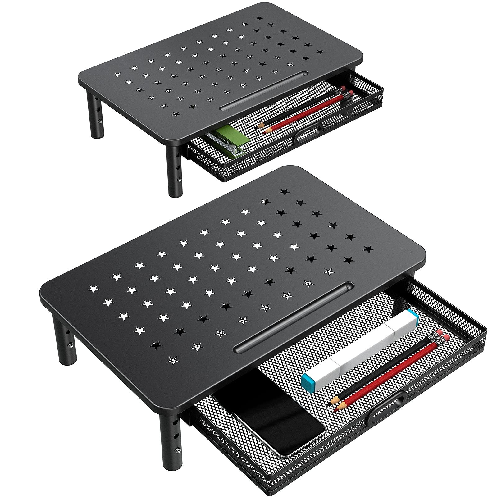 Buy Zimilar 2 Pack Monitor Stand Riser with Metal Drawer, 3 Height