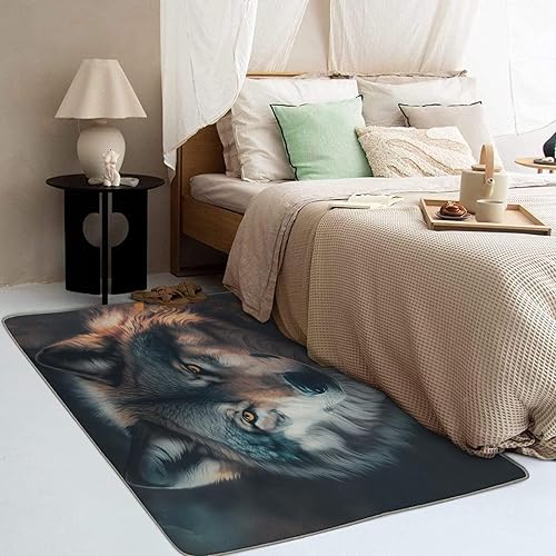 Miniatura 3 de Alfombras de lobo para entrada, dormitorio, sala de estar, alfombras lavables de 2 x 3, alfombra de área de animales para decoración del hogar,