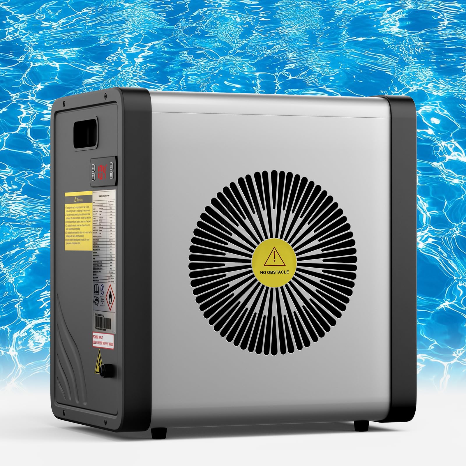 SUNYRISY Pool Wärmepumpe, 5 kW COP 5,5 Poolheizung Elektrisch für Aufstellpools bis zu 20 m³, 17,060 BTU, Mini Pool Heater System für Aufstellpools, Leise, Tragbare Kleine Größe