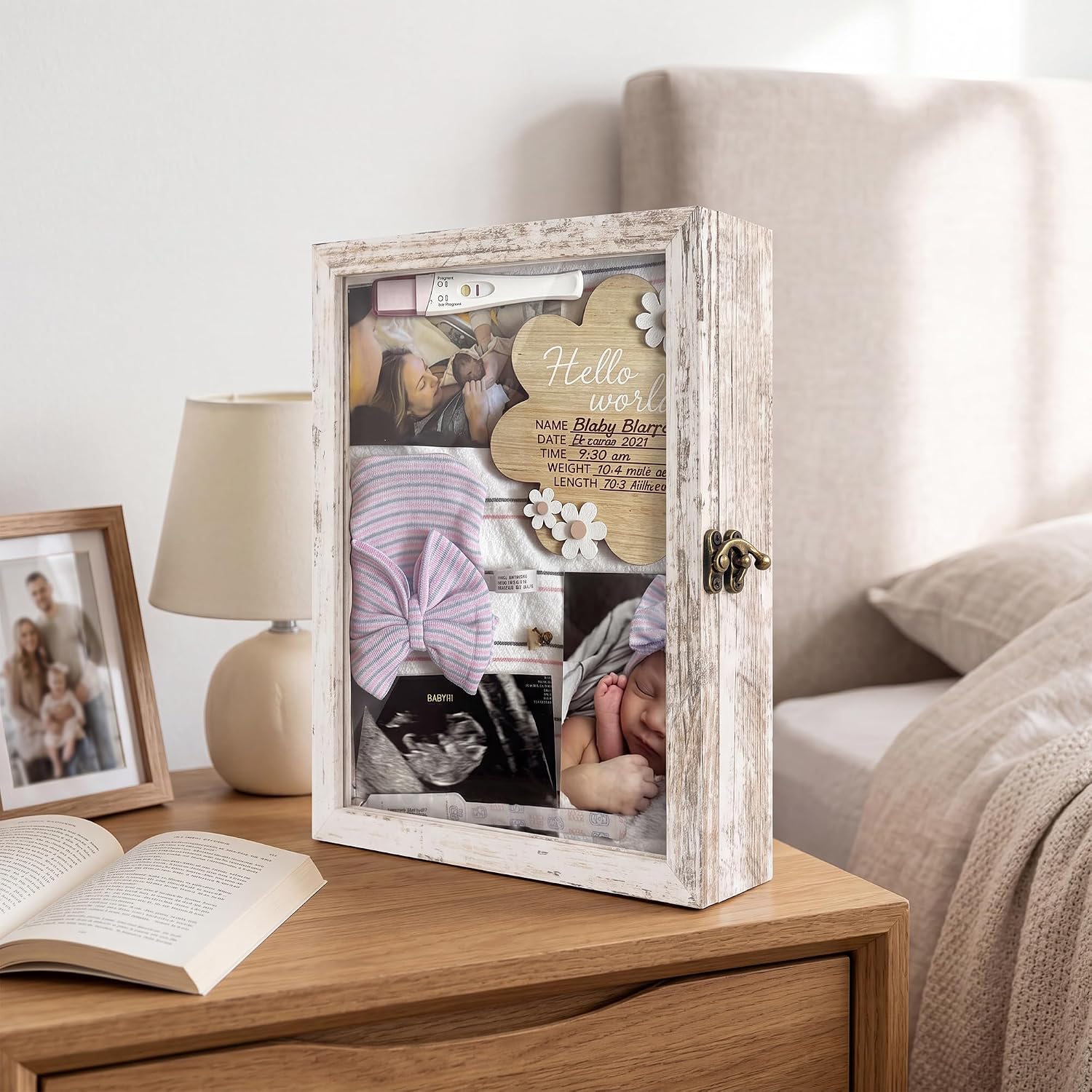 Small Wall Mounted Shadow Box Frame 8x10 with Real Glass,White image 4
