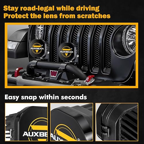 Miniatura 6 de Auxbeam Paquete de módulos LED de color ámbar blanco de 3 pulgadas con cubiertas de luz negra, 6 modos de luces estroboscópicas de doble color para