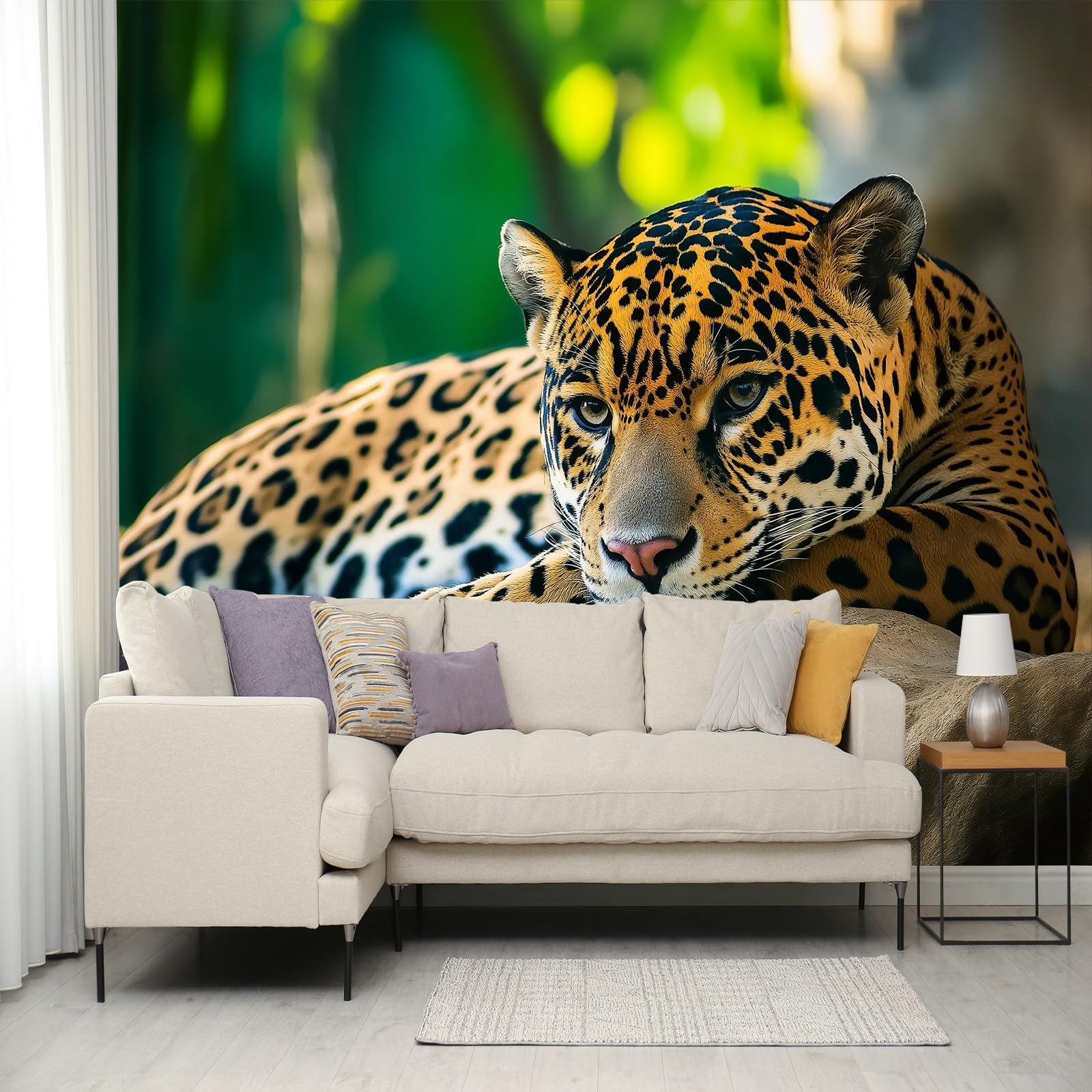 Papel pintado fotográfico de jaguar, fotografía de animales, papel pintado fotográfico de jaguar, 200 x 140 cm (ancho x alto), papel pintado mural para sala de estar, dormitorio, habitación de los