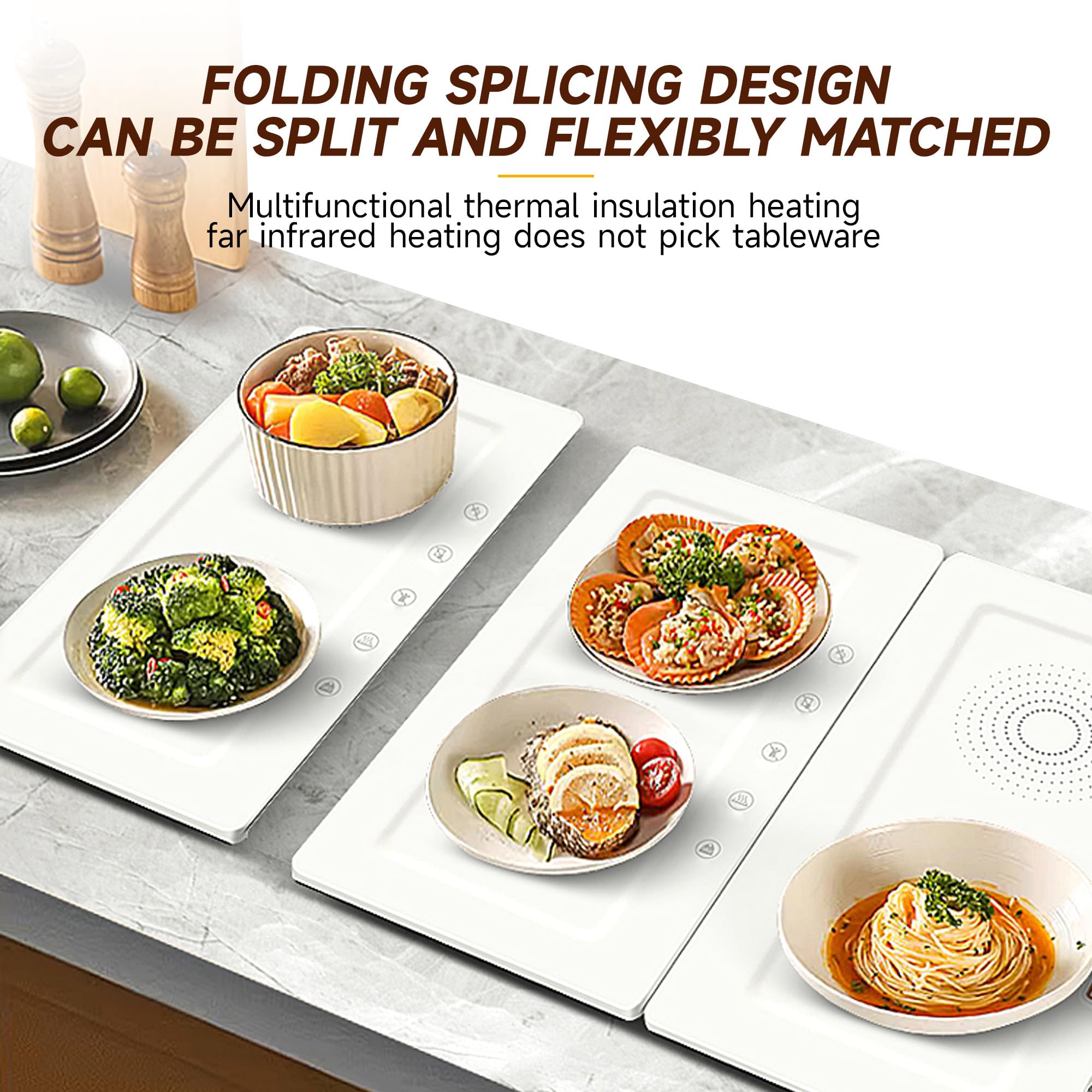 TOPRATED Large Splicing Electric Warming Tray (25x15 inch), Metal Foldable and Portable Heating Warmers Food Warming Mat for Kitchen,Parties, Buffet, Restaurant, Family dinner,Countertop — Amazon image 3