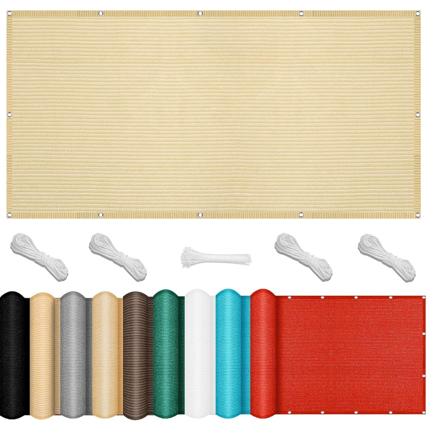 Voile d'ombrage rectangulaire crème 160x340 cm en HDPE robuste