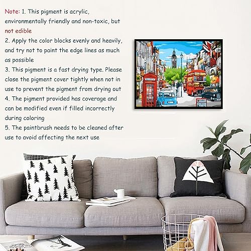 Miniatura 7 de hadefa Foto para pintar por números para adultos Pintura acrílica, pintura al óleo sobre lienzo enmarcado y estirado para principiantes 16.1 x 24.0