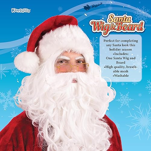Miniatura 3 de Kangaroo s Peluca blanca falsa bigote y barba accesorios de disfraz de vacaciones pelucas de disfraz lavables para hombres para fiestas de