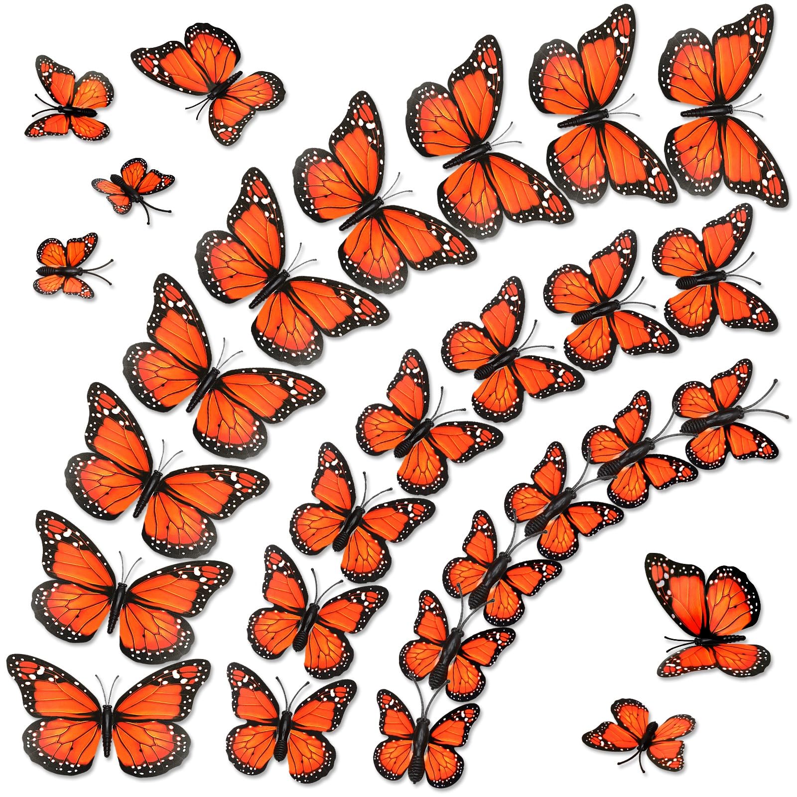 24Pcs Monarch Butterfly Decorations, Monarch Wall Stickers