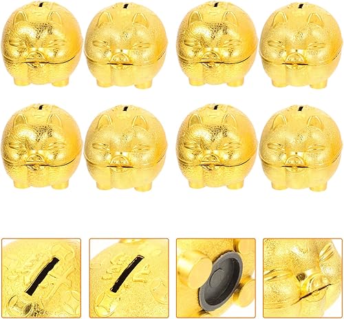 Miniatura 8 de Alasum Alcancía de cerdo dorado estatua de cerdo de plástico banco de monedas en forma de cerdo caja de ahorro regalos divertidos para niños