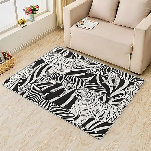 Miniatura 2 de Alfombra con diseño de cebra de tigre, 4 x 6, alfombra con estampado animal para dormitorio, sala de estar, entrada, alfombra grande con estampado